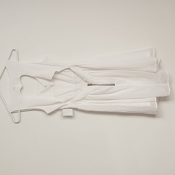White Open Heart Cut Out Back Chiffon Skater Dress Charlotte Russe b38 - Picture 6 of 10